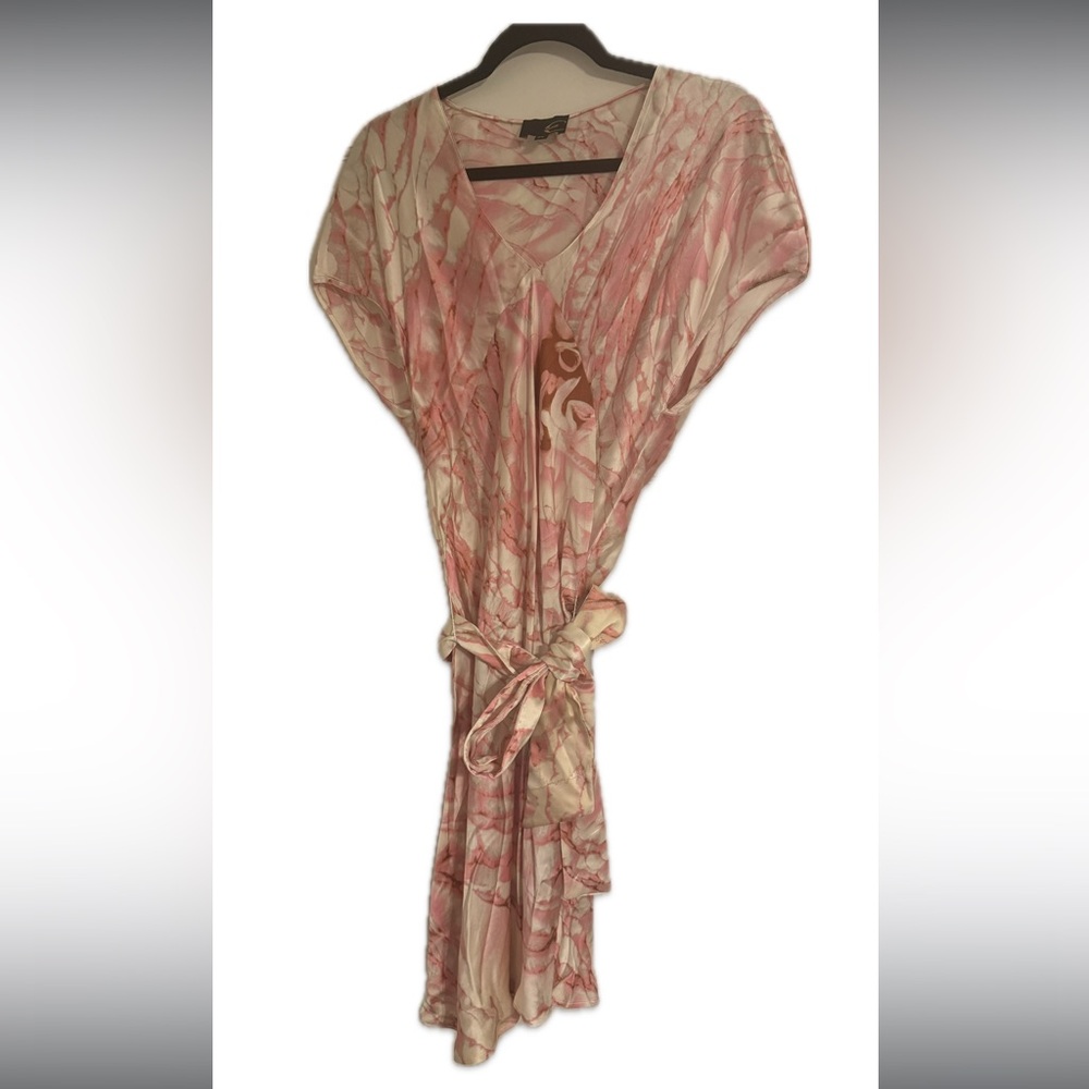 Vintage Y2K Just Cavalli 100% Silk Floral Wrap Mini Dress in Pink Size 38